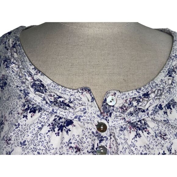Carole Hochman Floral 1/4 Button Pajama Top Sleepwear Blue White Size XL - Picture 1 of 7
